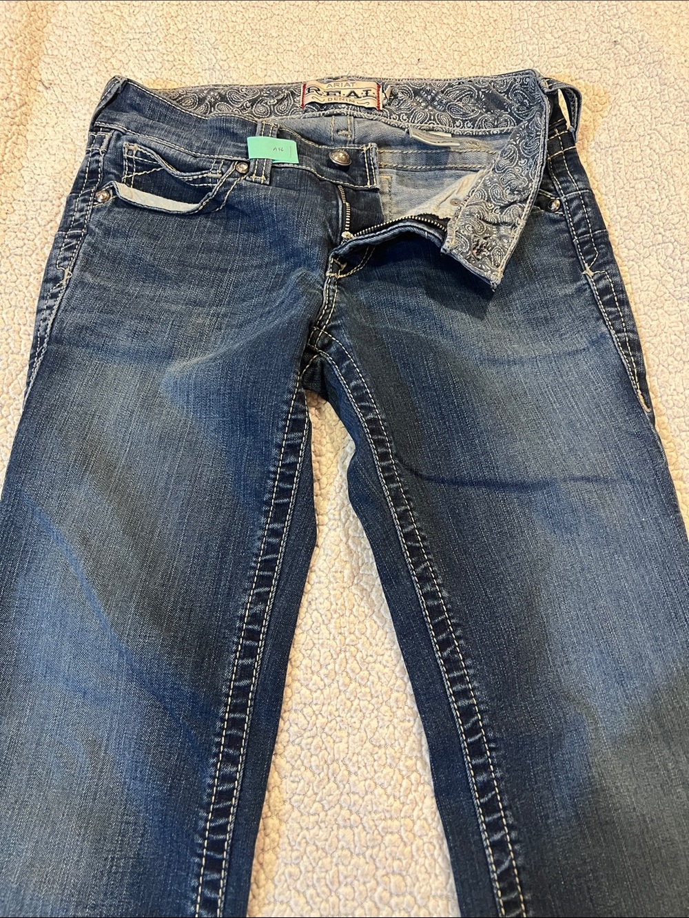 Ariat REAL DENIM Women's Dark Blue STRAIGHT KEG Jeans with Paisley Waistband